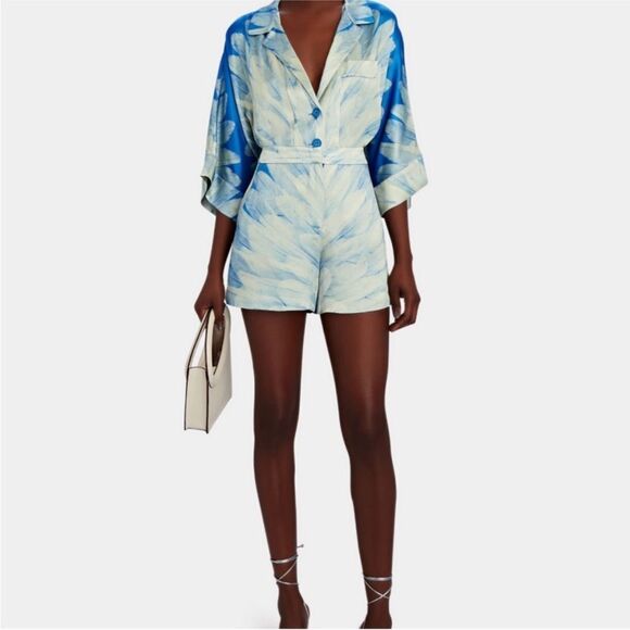 Alexis blue Krystian viscose /rayon feather print high waist Shorts, XS - Picture 3 of 8